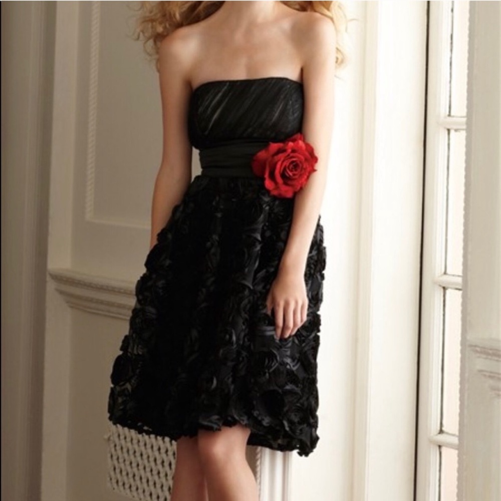 Ruffled WHBM rose dress. Black